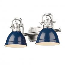  3602-BA2 PW-NVY - Duncan PW 2 Light Bath Vanity in Pewter with Navy Blue Shade